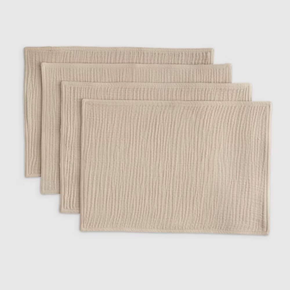 Organic Airy Gauze Placemats Dune (4) NWOT